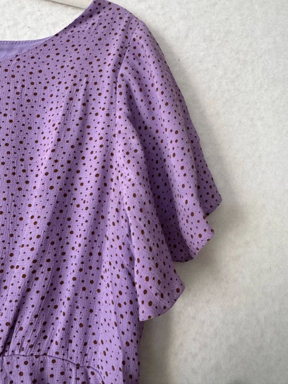 Free People Purple Polka Dot Babydoll Mini Dress Open Back Size 10 Boho - Picture 5 of 9